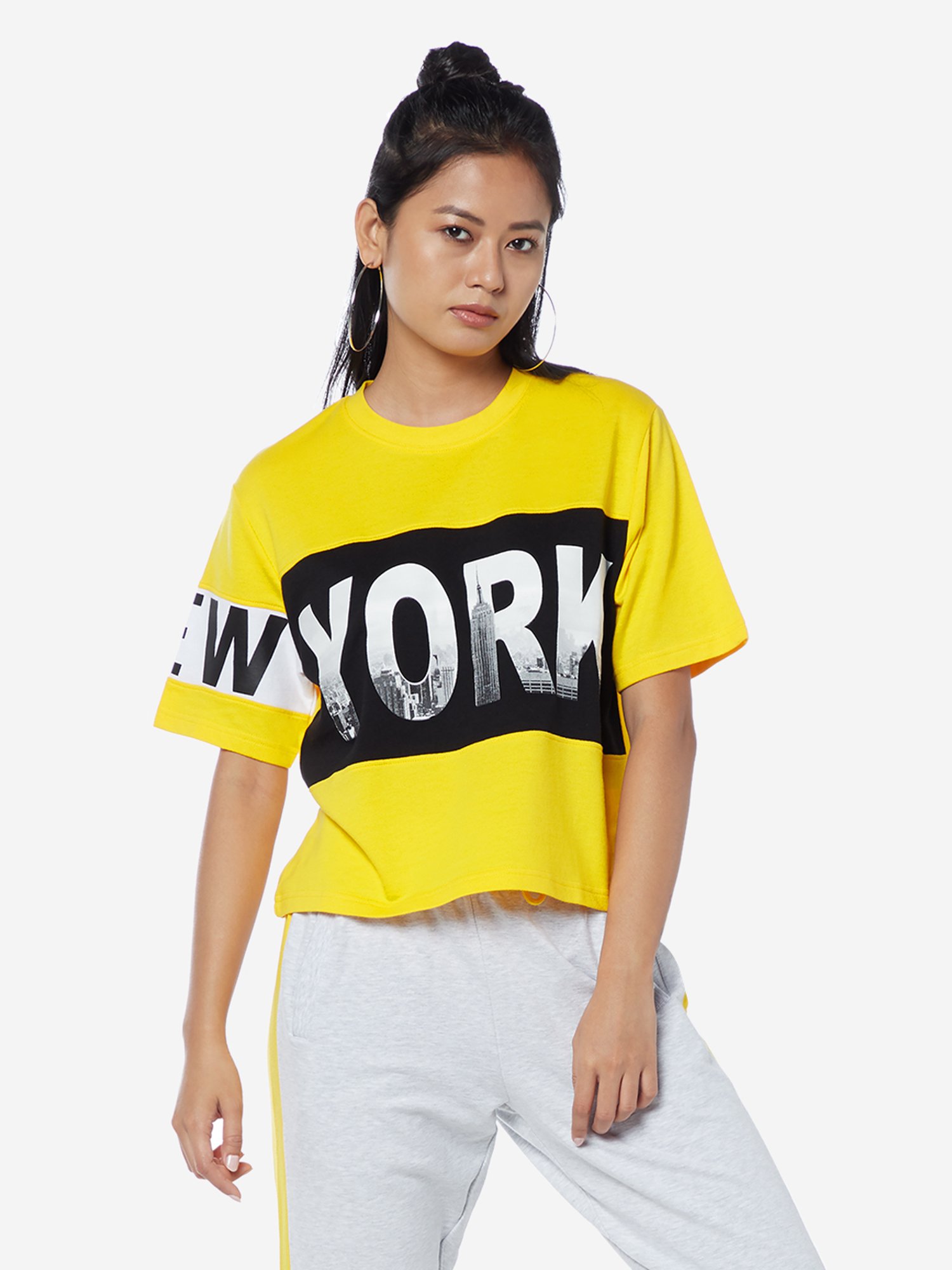 Buy Studiofit Yellow Typographic Relaxed-Fit T-Shirt from Westside