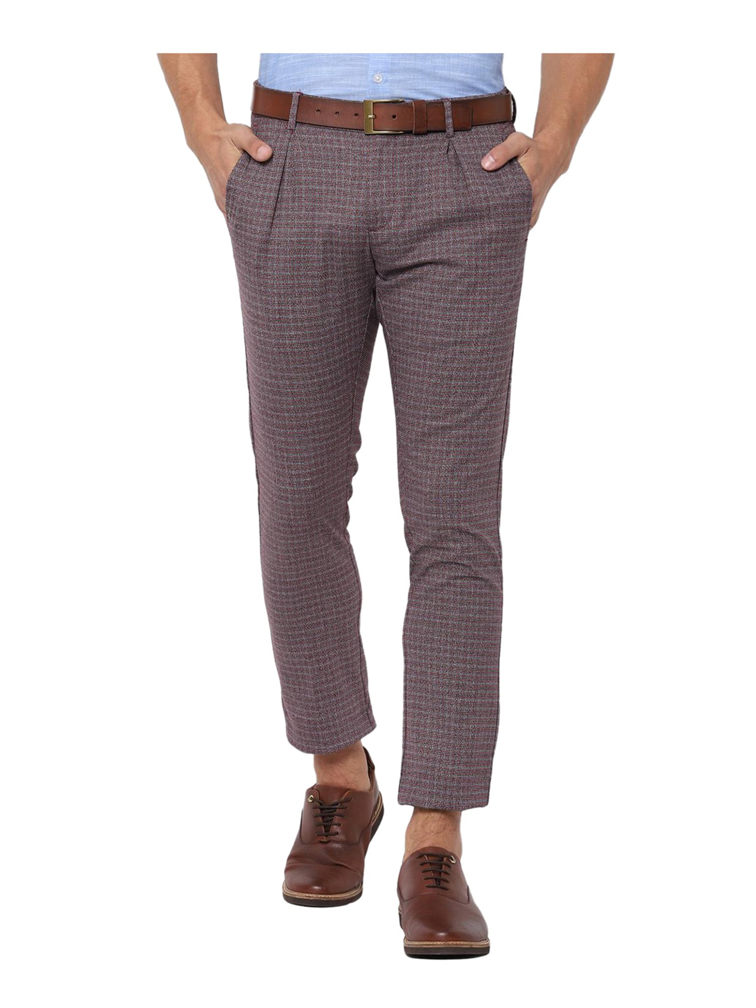 Mens Grey Red Check Suit Trousers  Jeff Banks