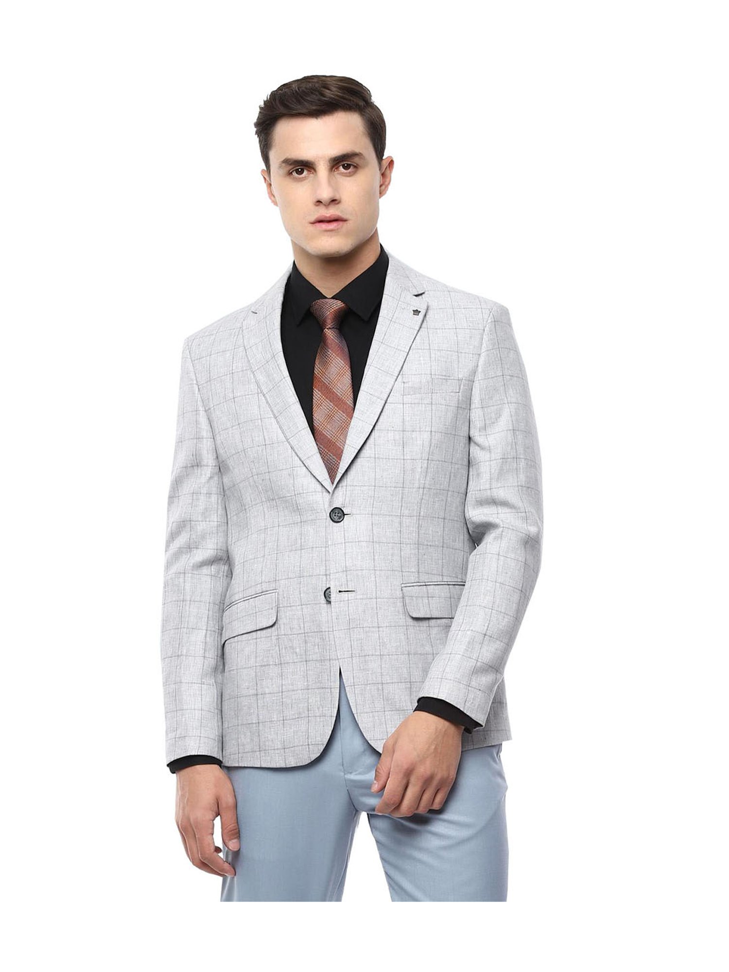 Buy Louis Philippe Grey Linen Slim Fit Striped Blazer for Mens Online @  Tata CLiQ