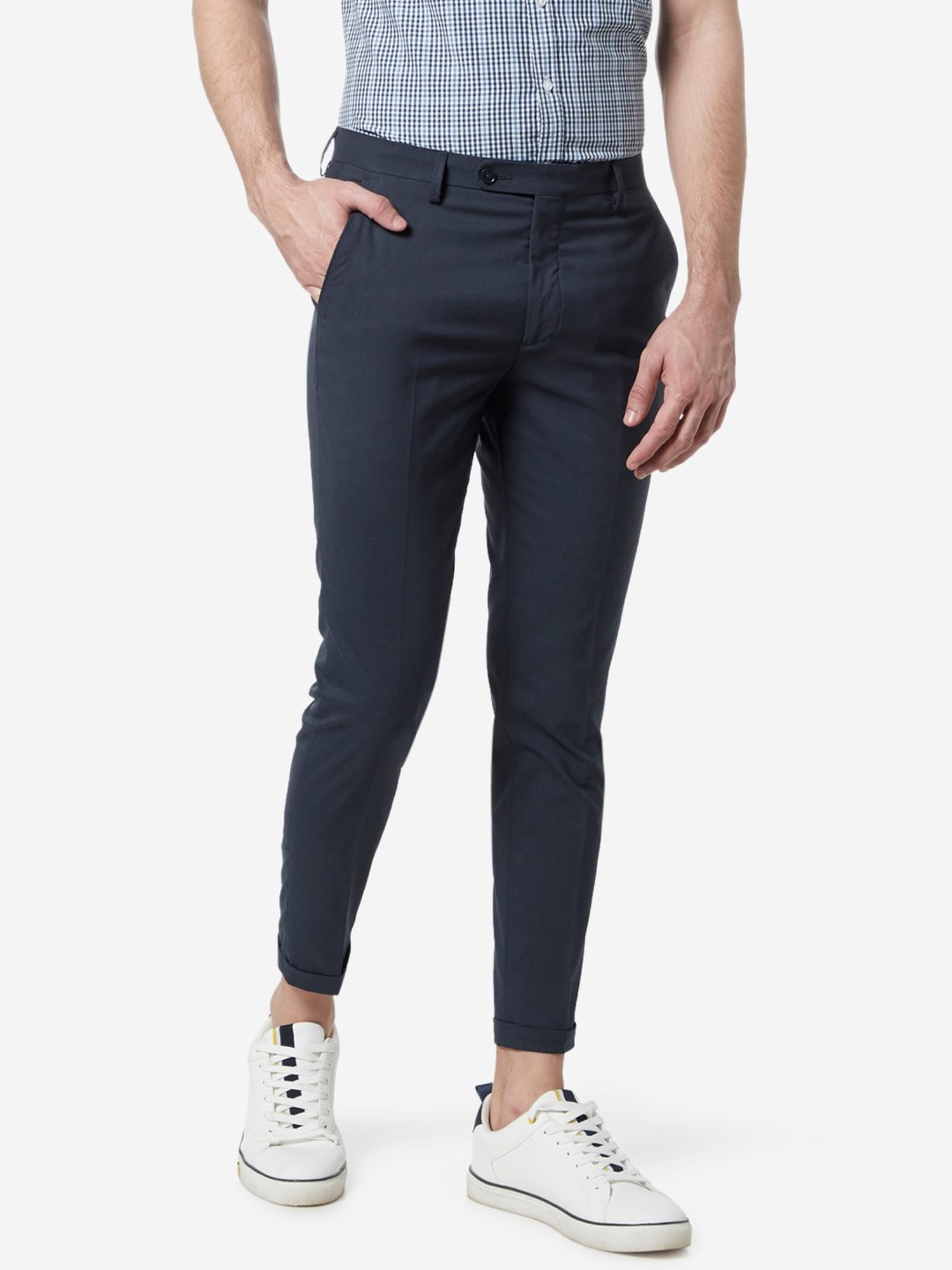 Buy Slim Fit Cropped Chino Pants with Slip Pockets Online at Best Prices in  India  JioMart