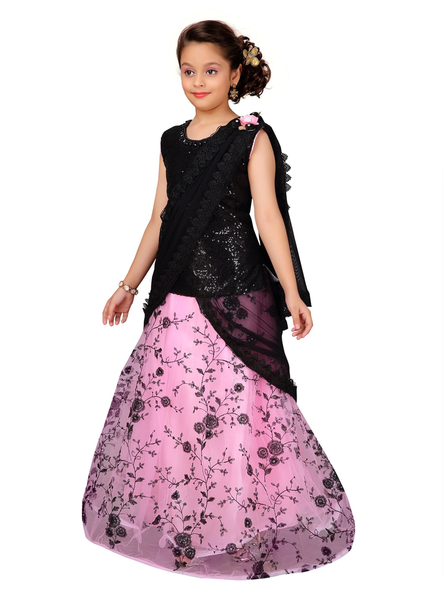 Long Kurti Indian Pawdra Lehenga Chaniya Choli for 3-7 Year Girls #28010 |  Buy Online @ DesiClik.com, USA