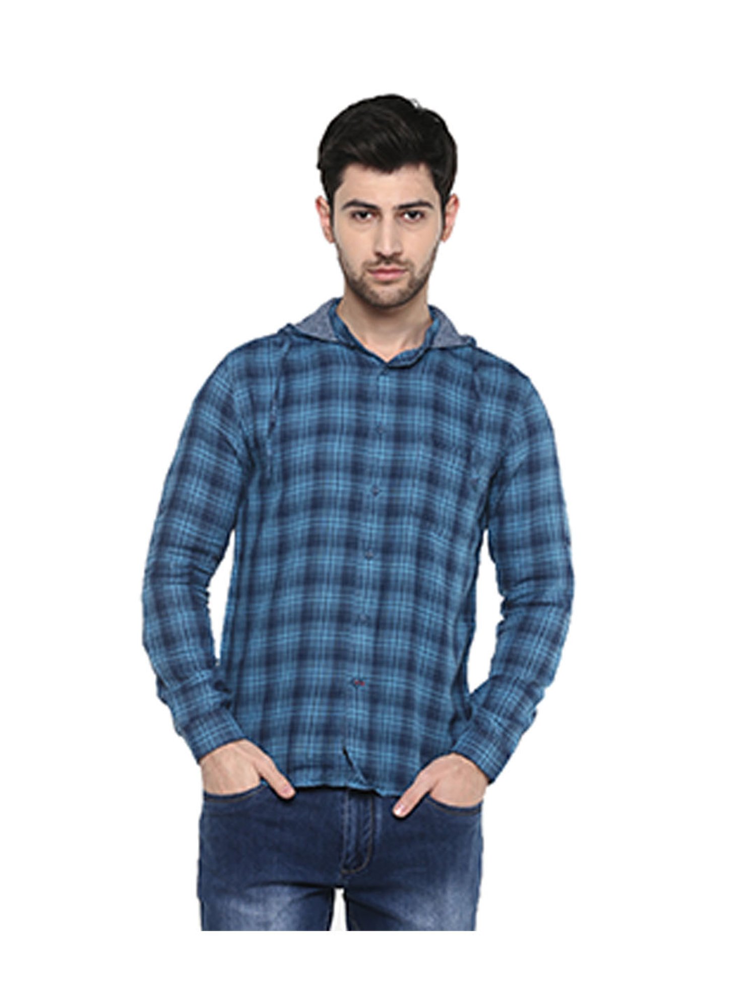 Buy Red Chief Blue Checks Slim Fit 