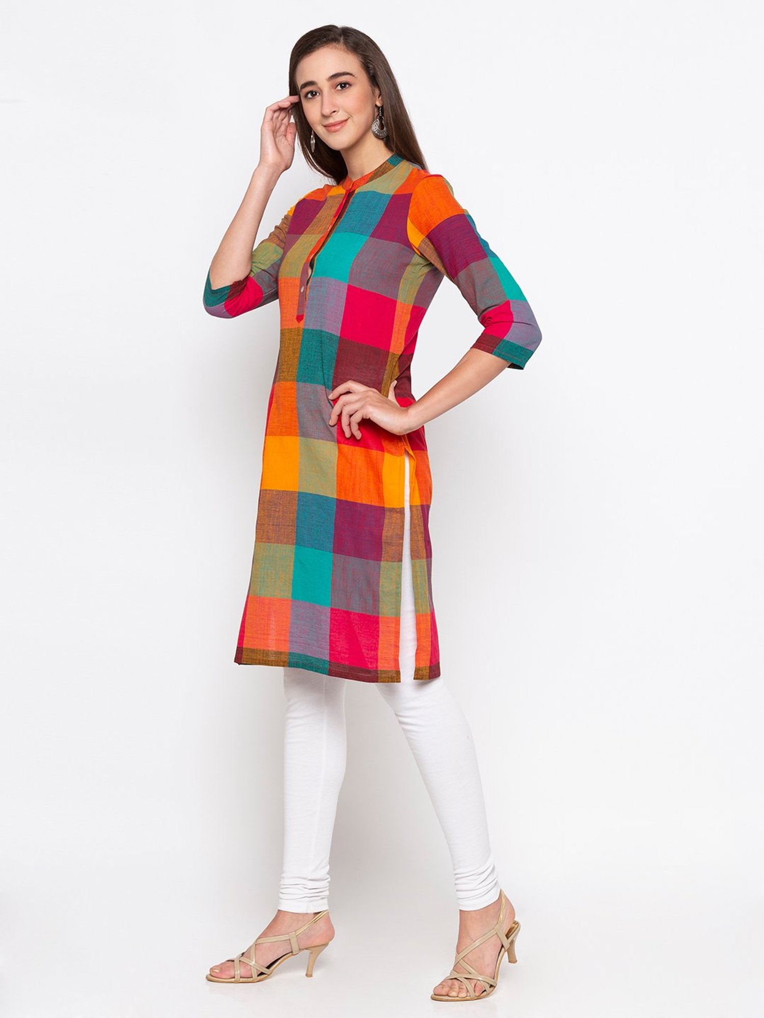 Multicoloured checks dress by Fashion Floor India | The Secret Label