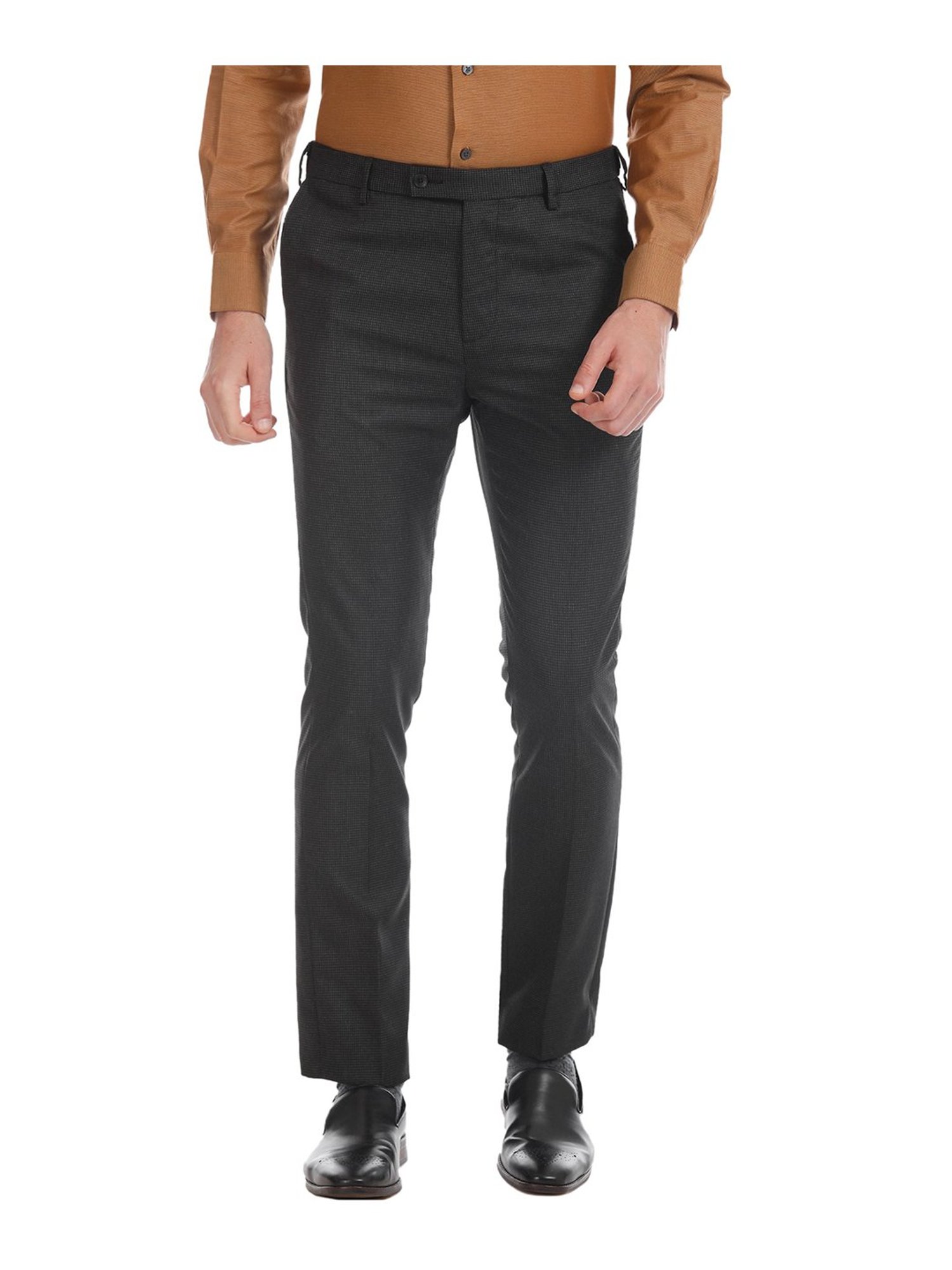 Buy Arrow Men Black Flat Front Solid Smart Flex Formal Trousers  NNNOWcom