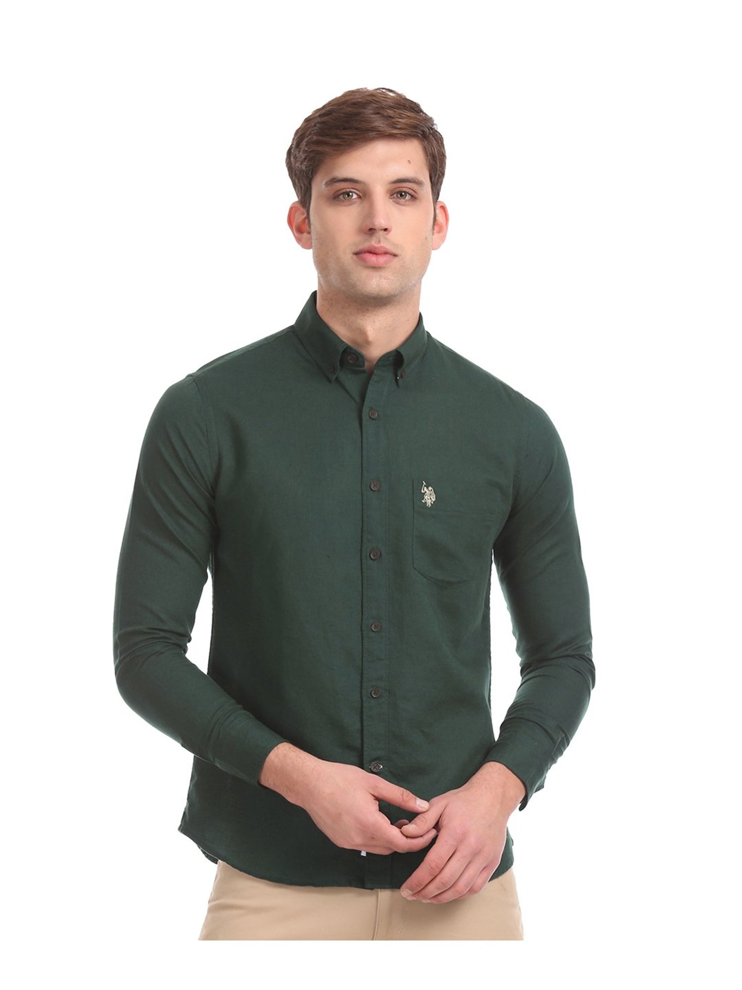 us polo dark green shirt