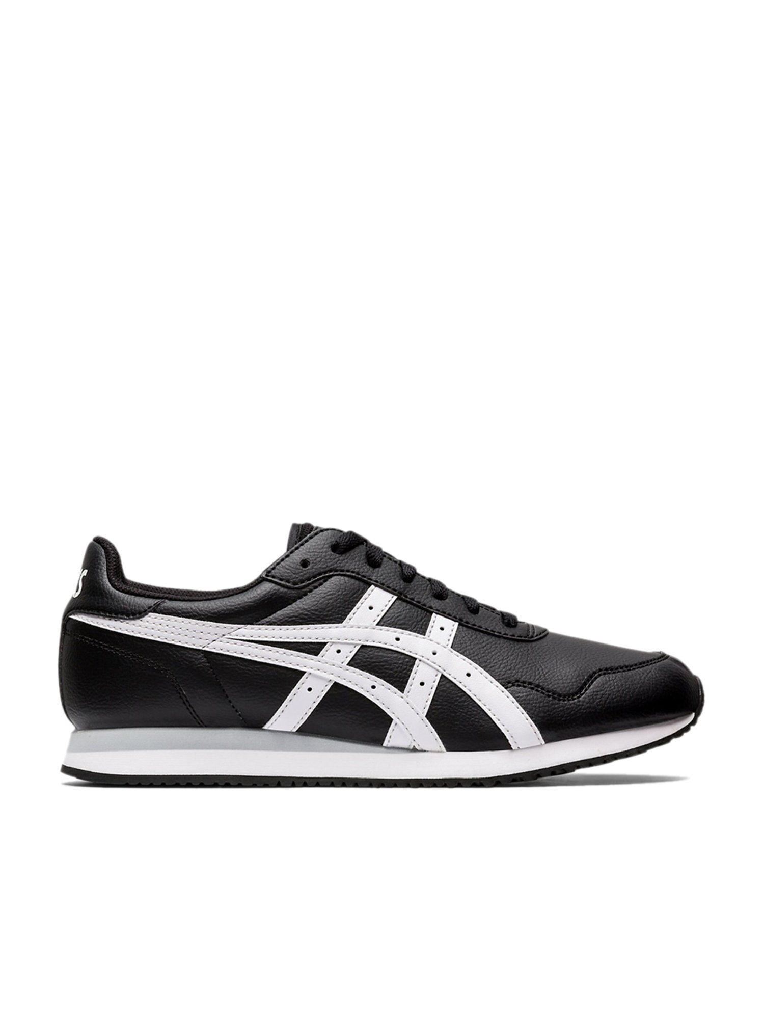 Asics black 2024 leather trainers