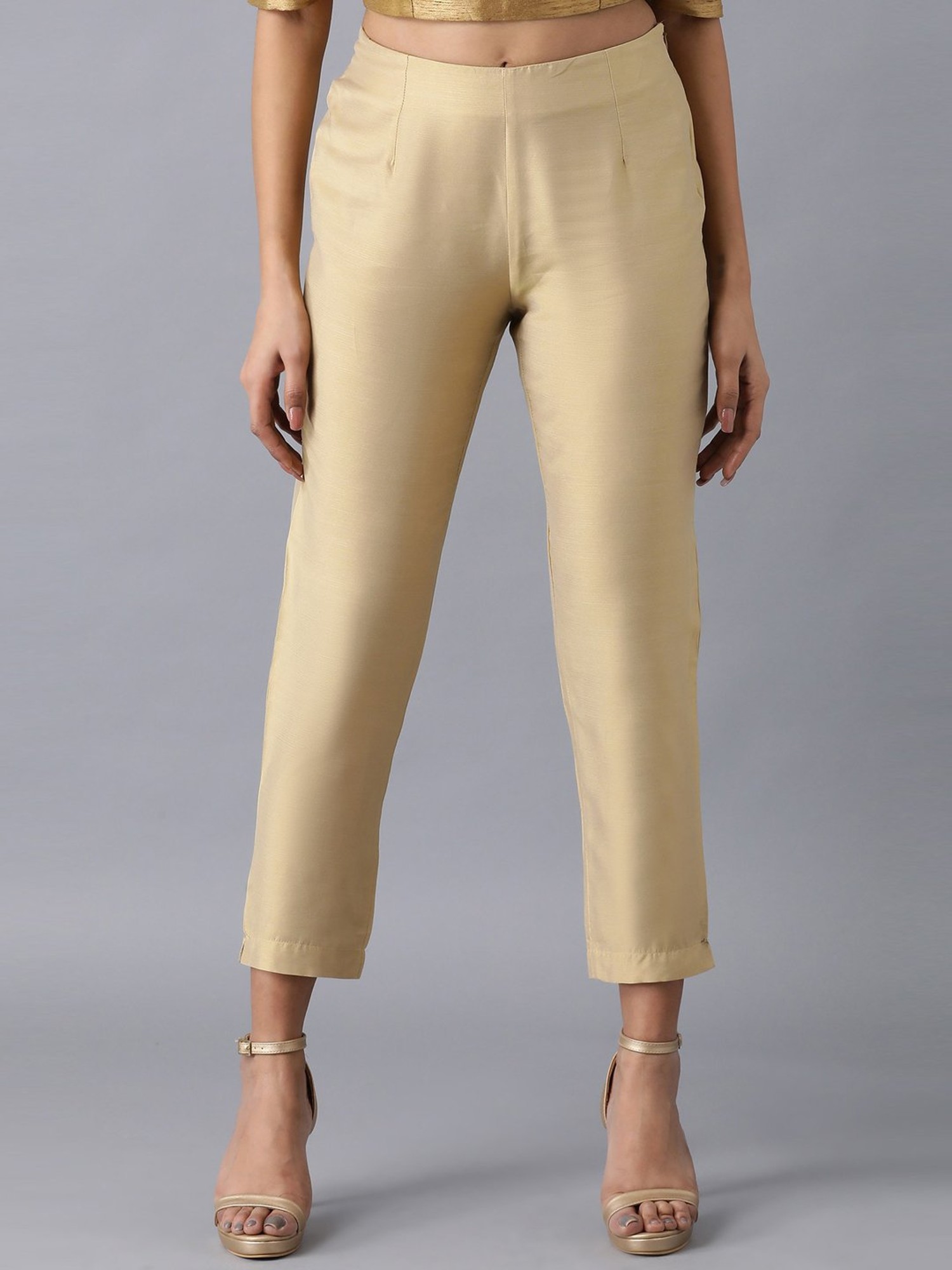 Gold Straight Fit Plus Size Trouser Pants