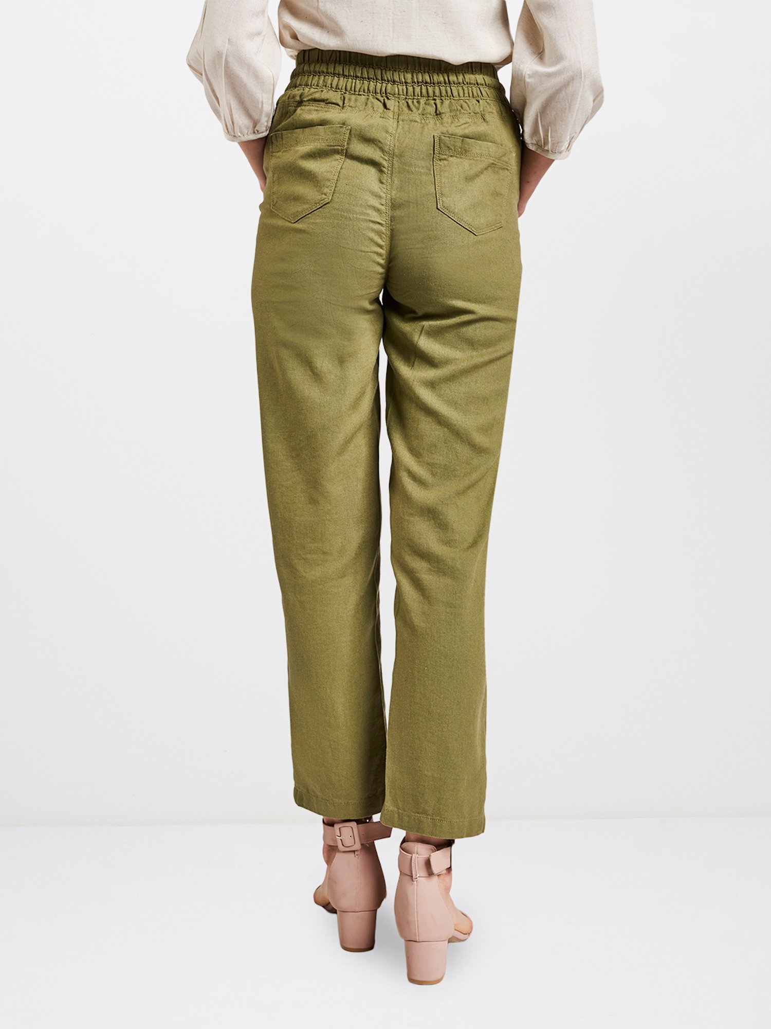Stone Easy Care Linen Mix Wide Leg Trouser  Simply Be