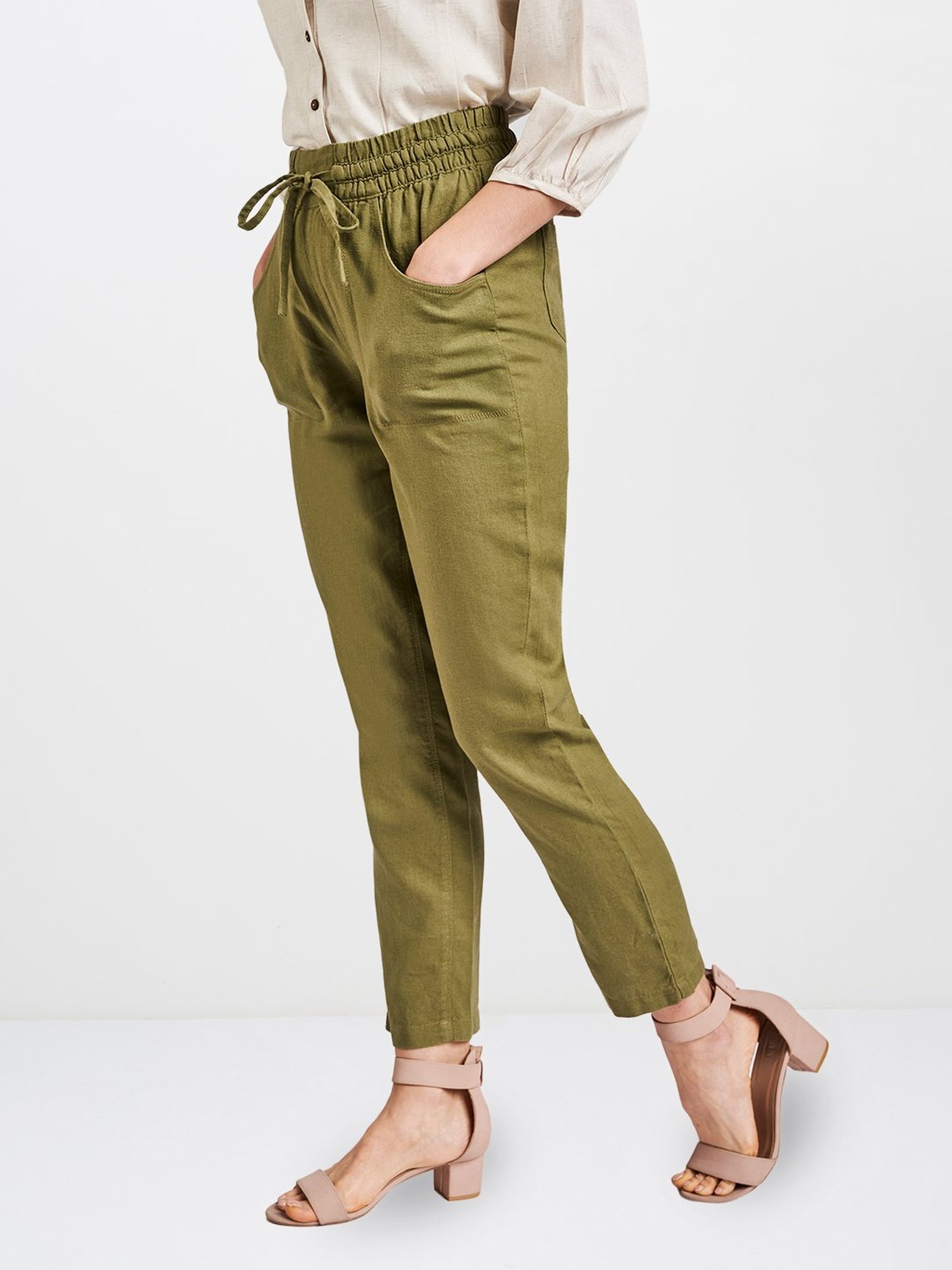 EbIve Lifestyle Clothing  Studio Relaxed Linen Pant Khaki  FOX AND SCOUT
