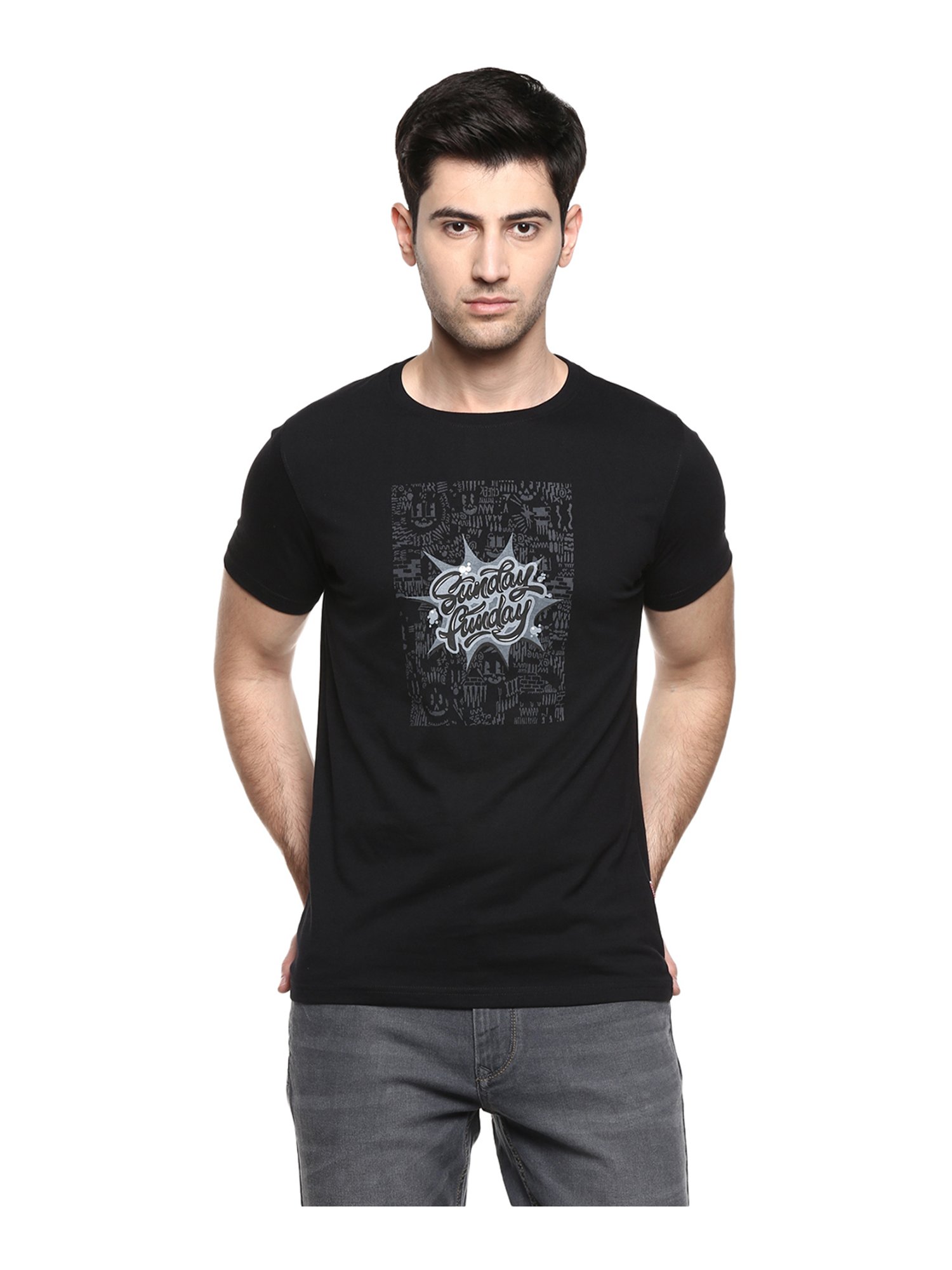 Buy Red Chief Jet Black Jersey Printed T-Shirt for Men Online @ Tata CLiQ