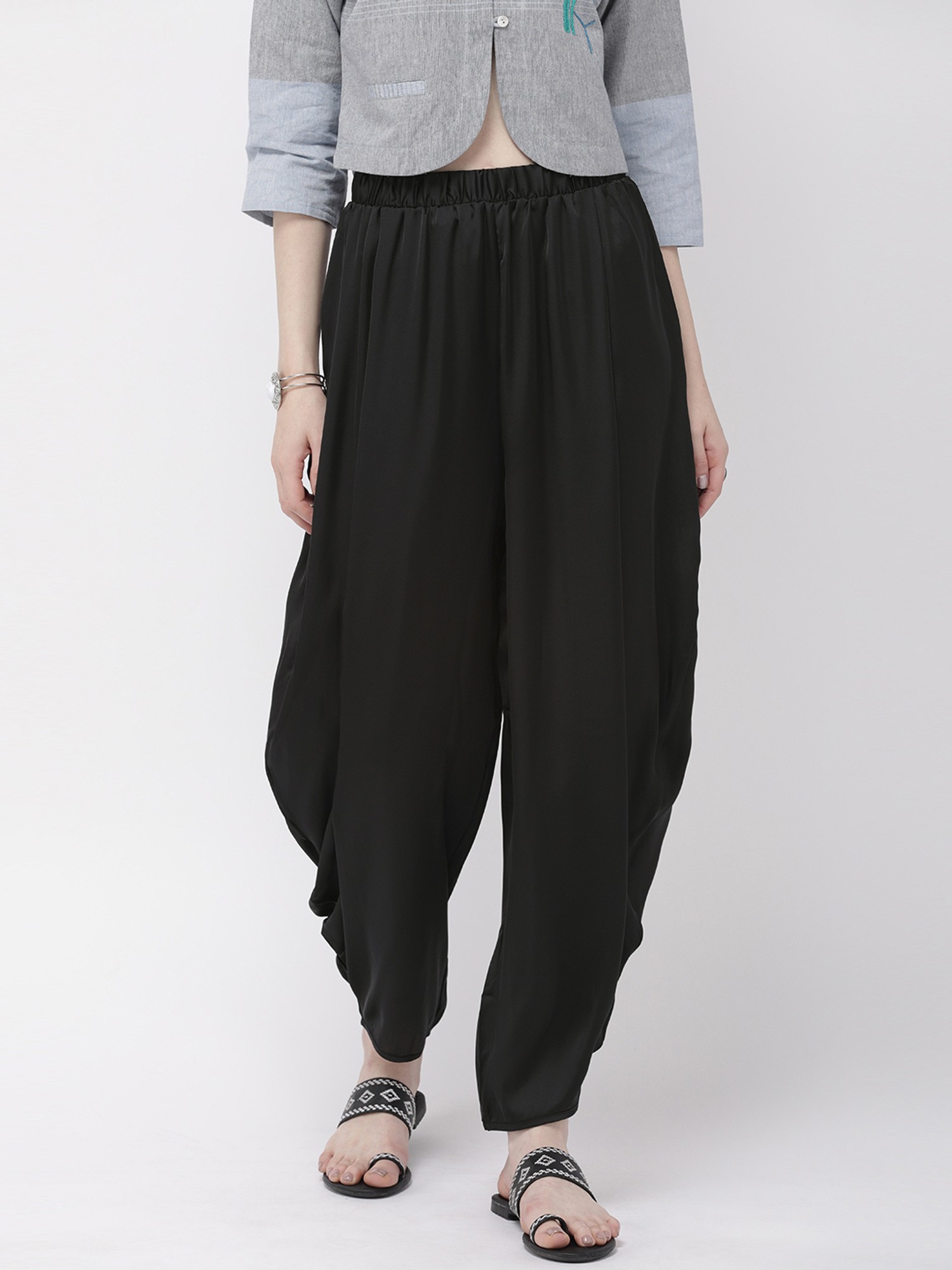 Buy Go Colors Black Solid Dhoti Pants - Dhotis for Women 4891823 | Myntra
