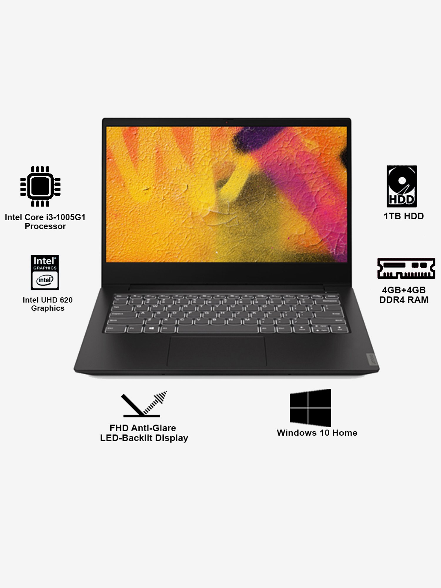 Lenovo Ideapad S340 14iil Laptop 81vv00hein I3 10thgen 8gb 1tbhdd 14inch W10h Mso Int Graphics Black From Lenovo At Best Prices On Tata Cliq