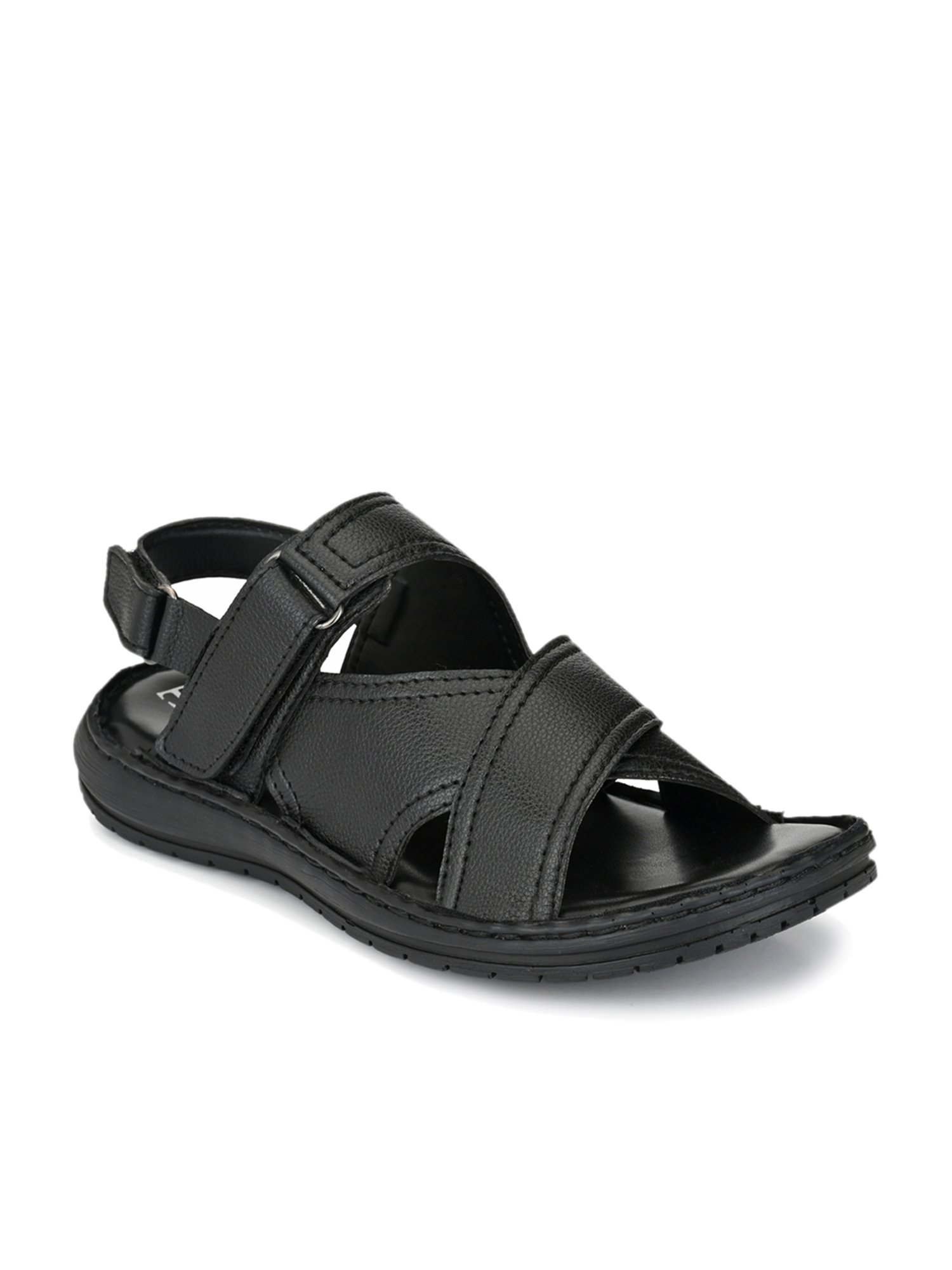 Buy online Black Pu Slip On Sandals from Sandals and Floaters for