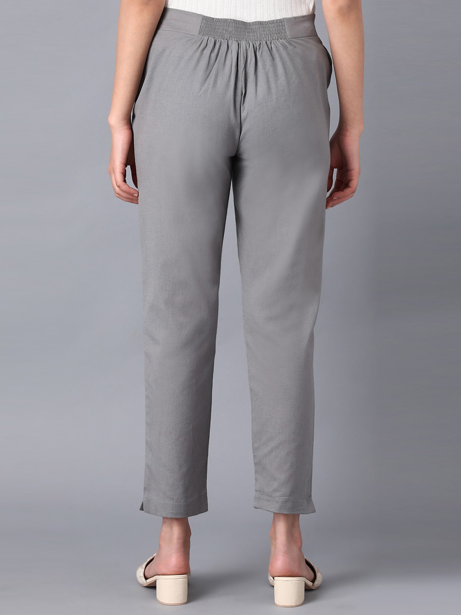 Slate Grey Women Cotton Pants casual and semi formal daily trousers-cheohanoi.vn