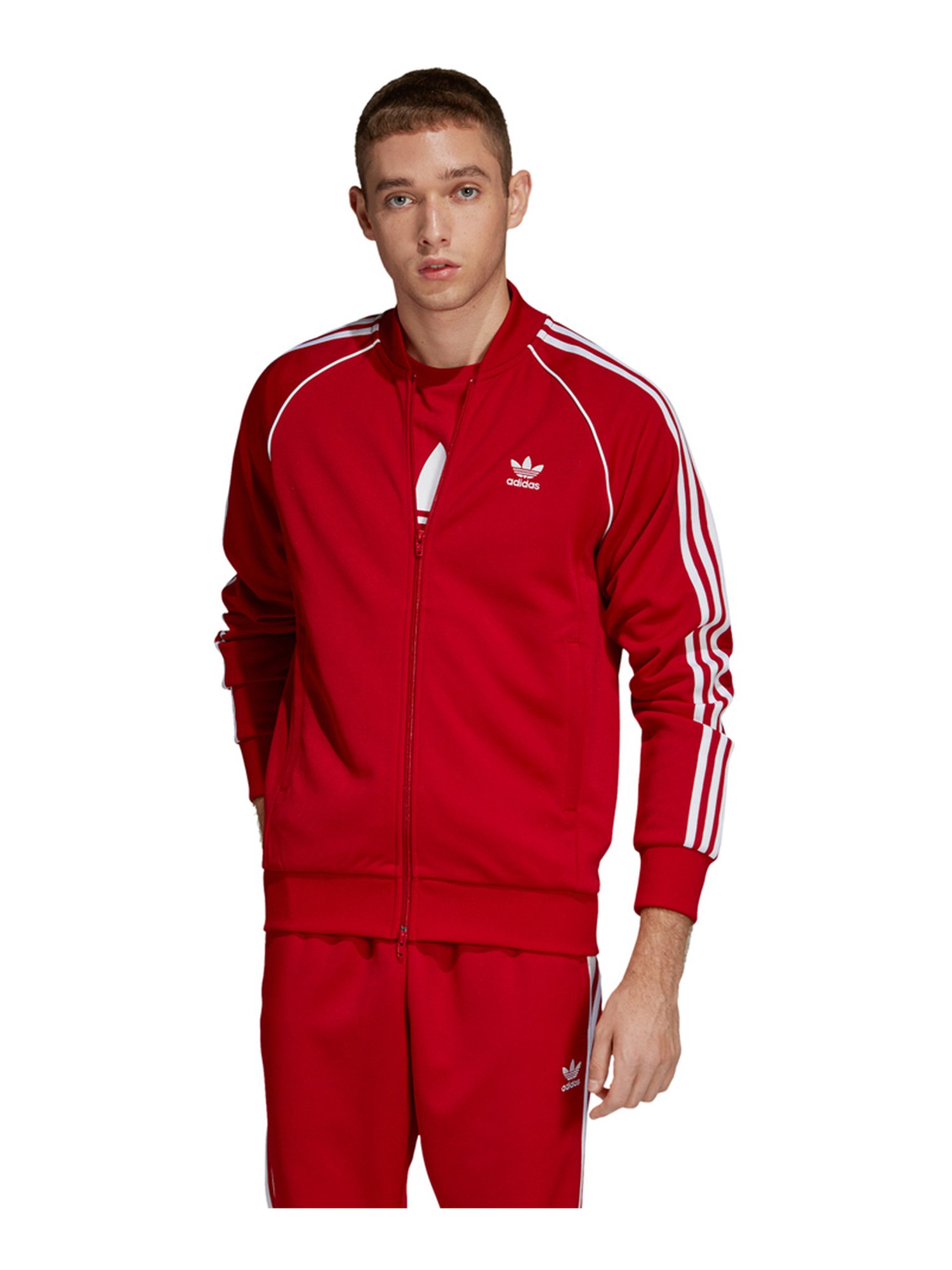 Adidas originals superstar track jacket outlet red