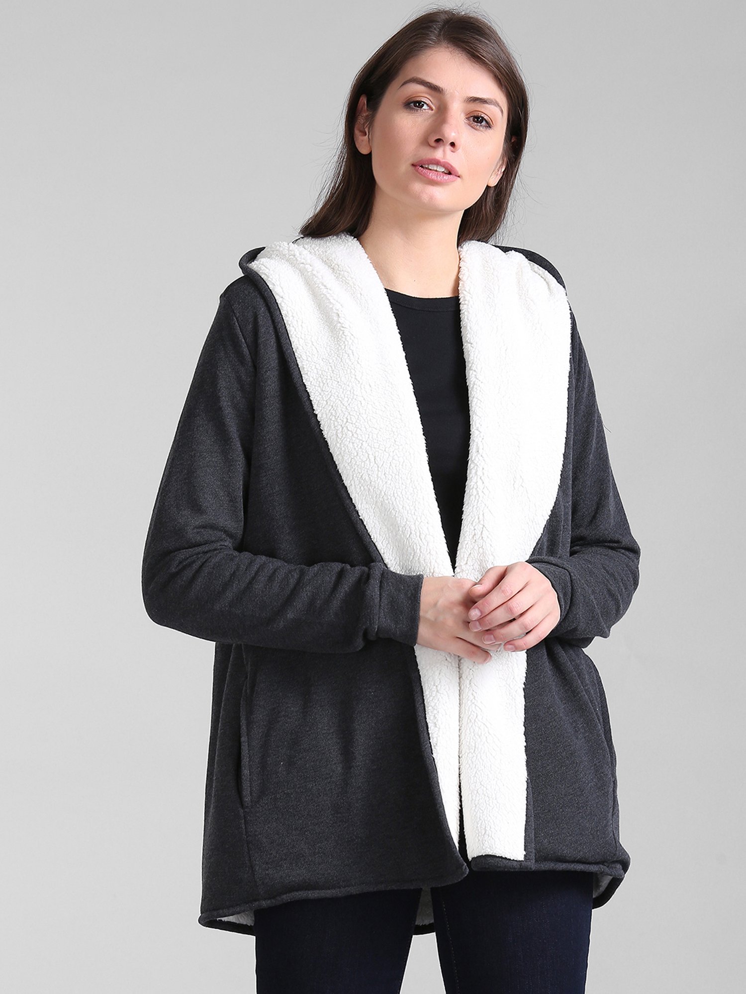 sherpa lined wrap jacket