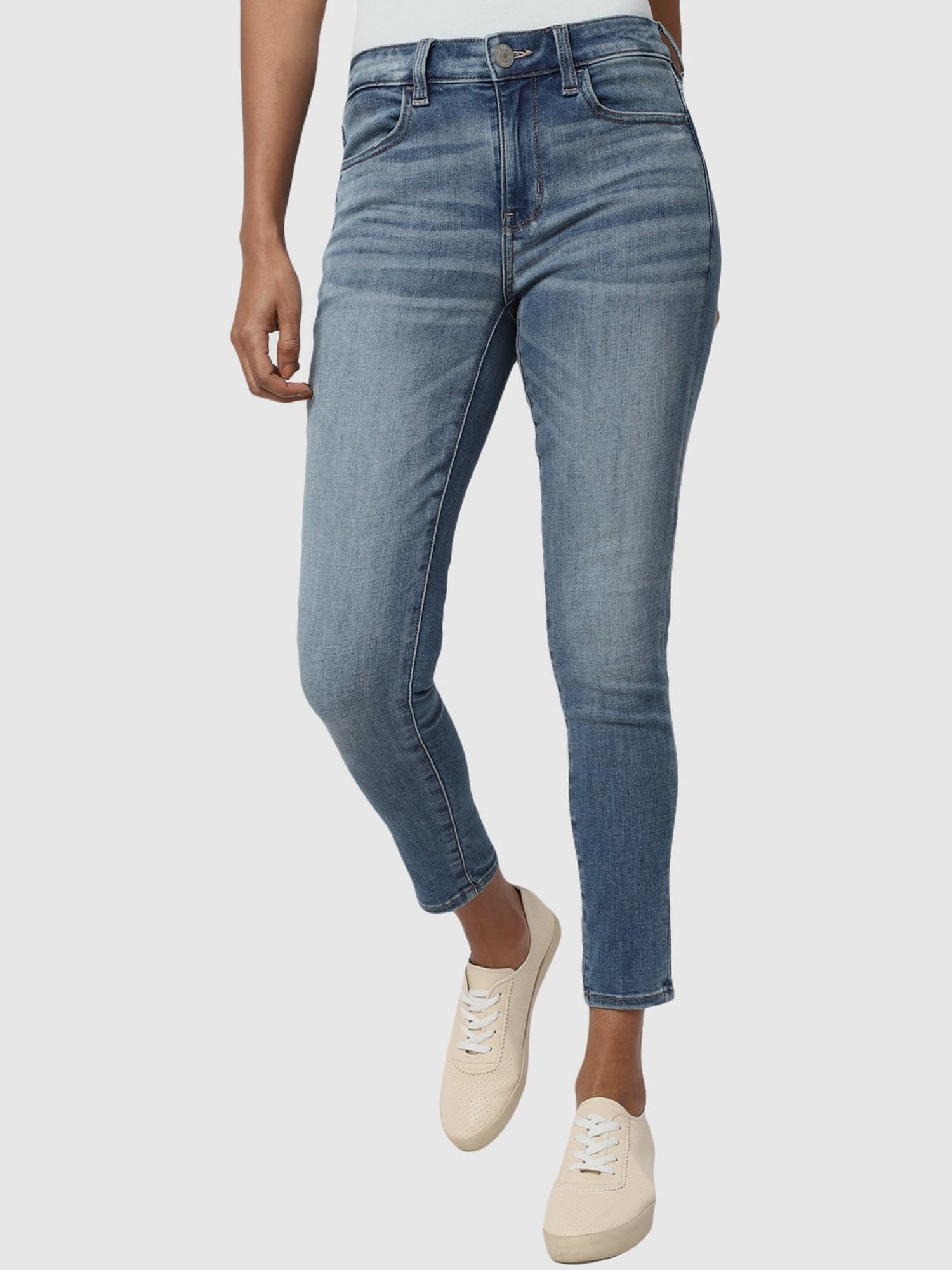 American Eagle Outfitters Blue Cotton Mid Rise Jeans