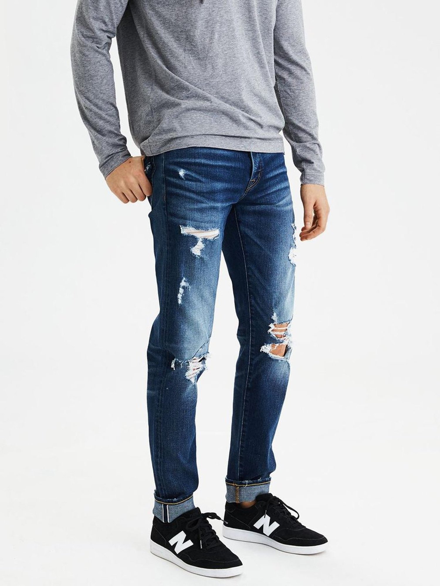 Buy American Eagle Outfitters Blue Slim Fit Lightly Washed Jeans for Men's  Online @ Tata CLiQ