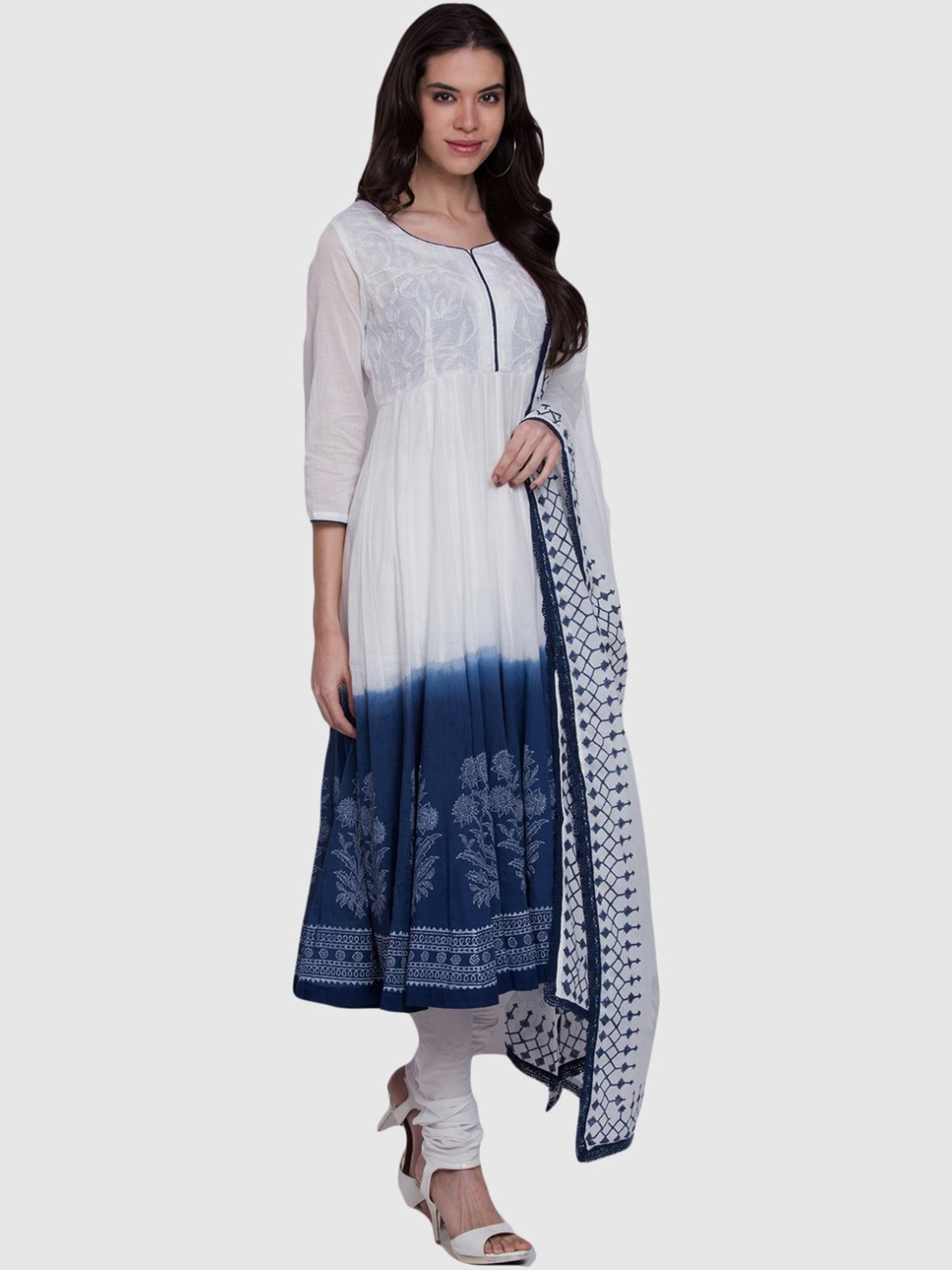 blue white churidar