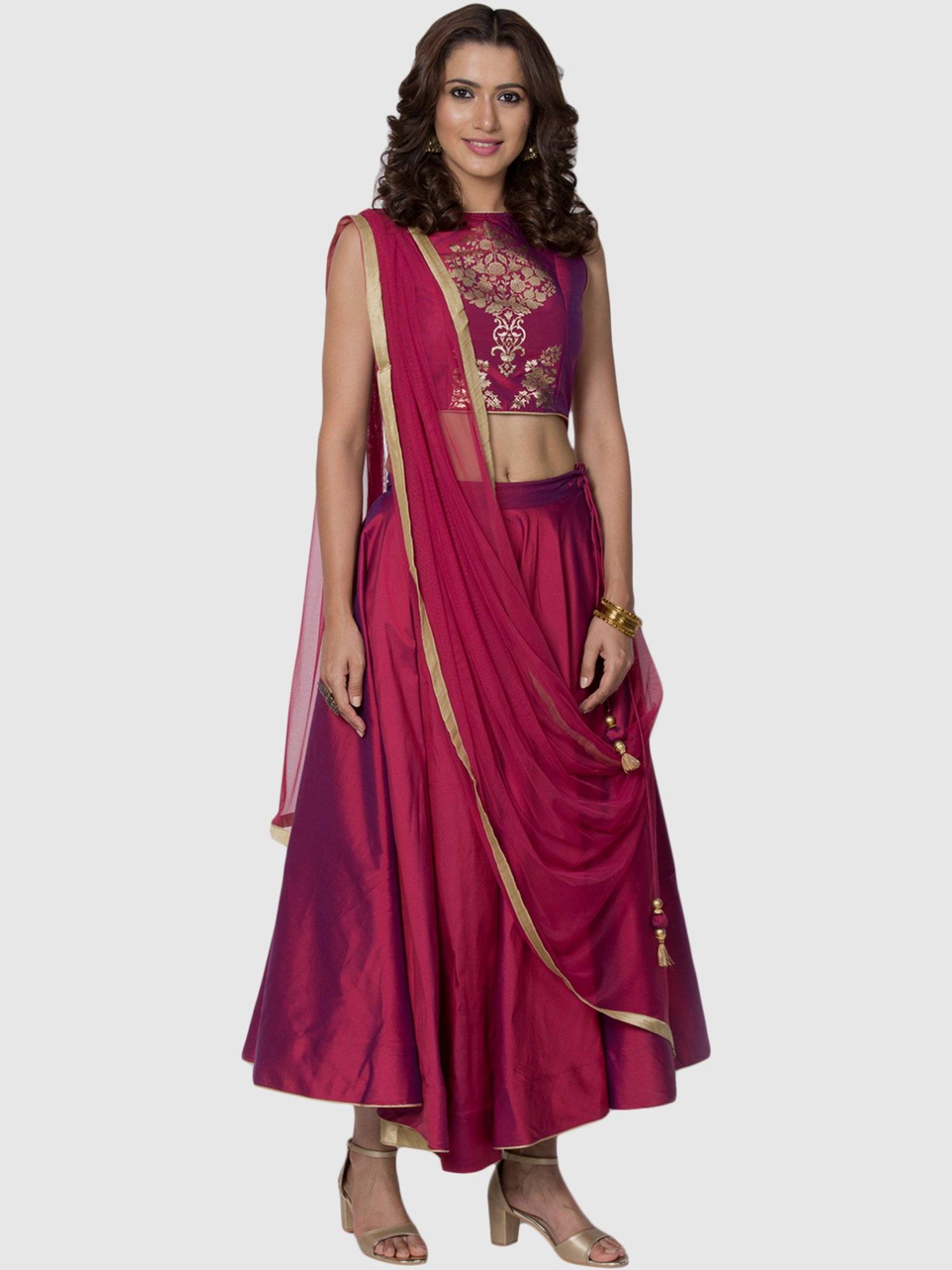 BIBA Girls Girl's Polyester Lehenga Choli Set (KW4956_Pink_3) : Amazon.in:  Fashion