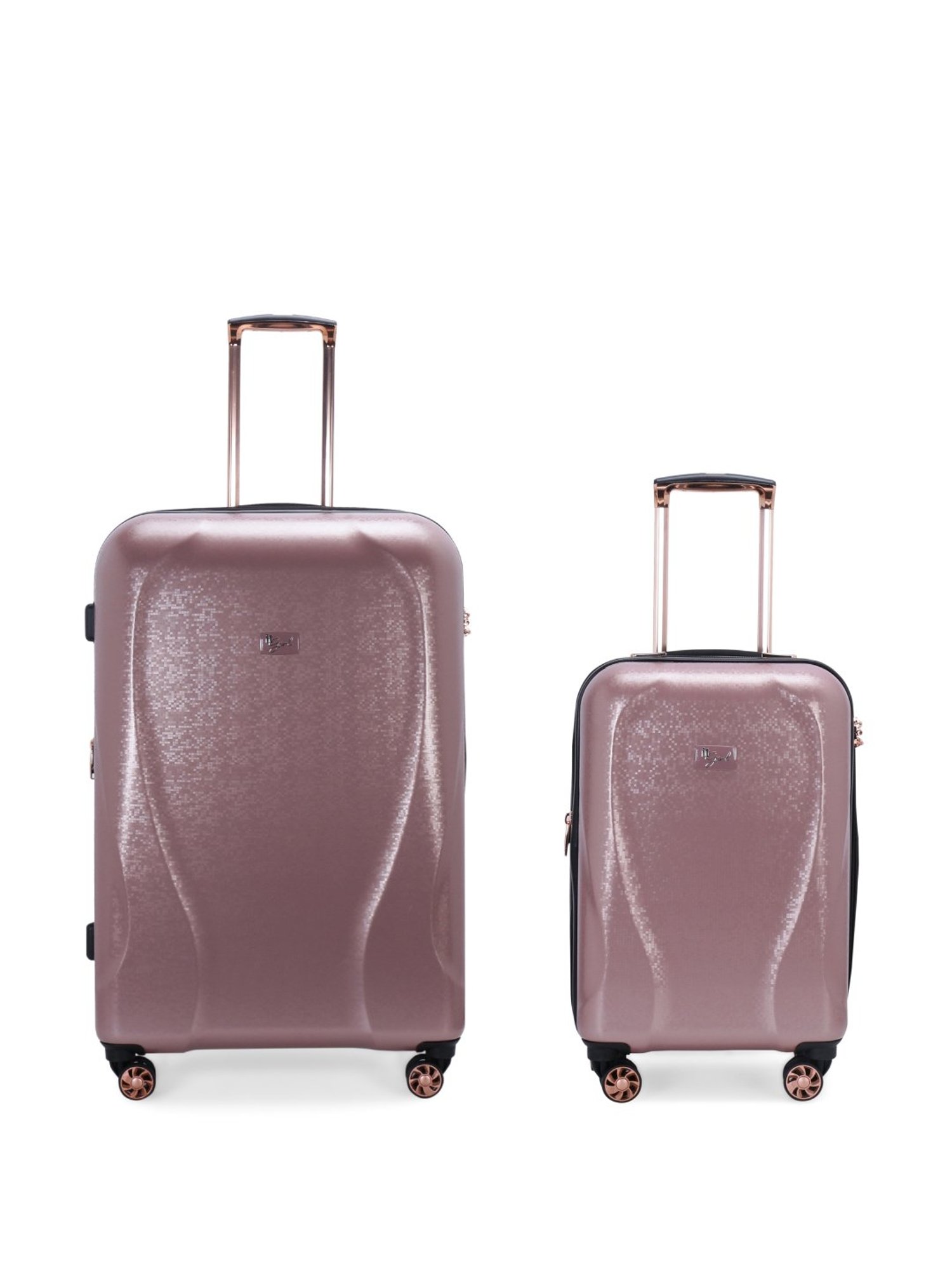 metallic pink suitcase