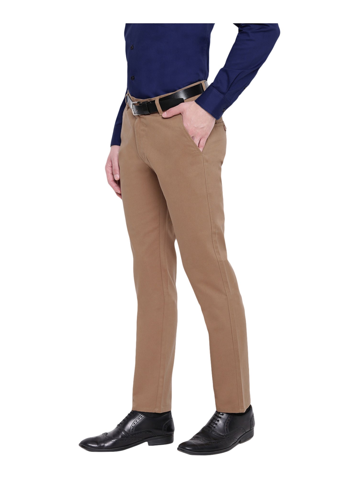Buy Hancock Grey Slim Fit Flat Front Trousers for Men's Online @ Tata CLiQ