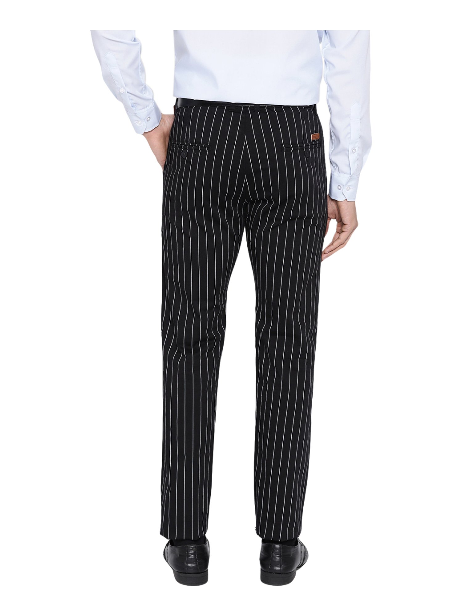 Buy HANCOCK Sky Blue Mens Slim Fit Solid Formal Trousers | Shoppers Stop