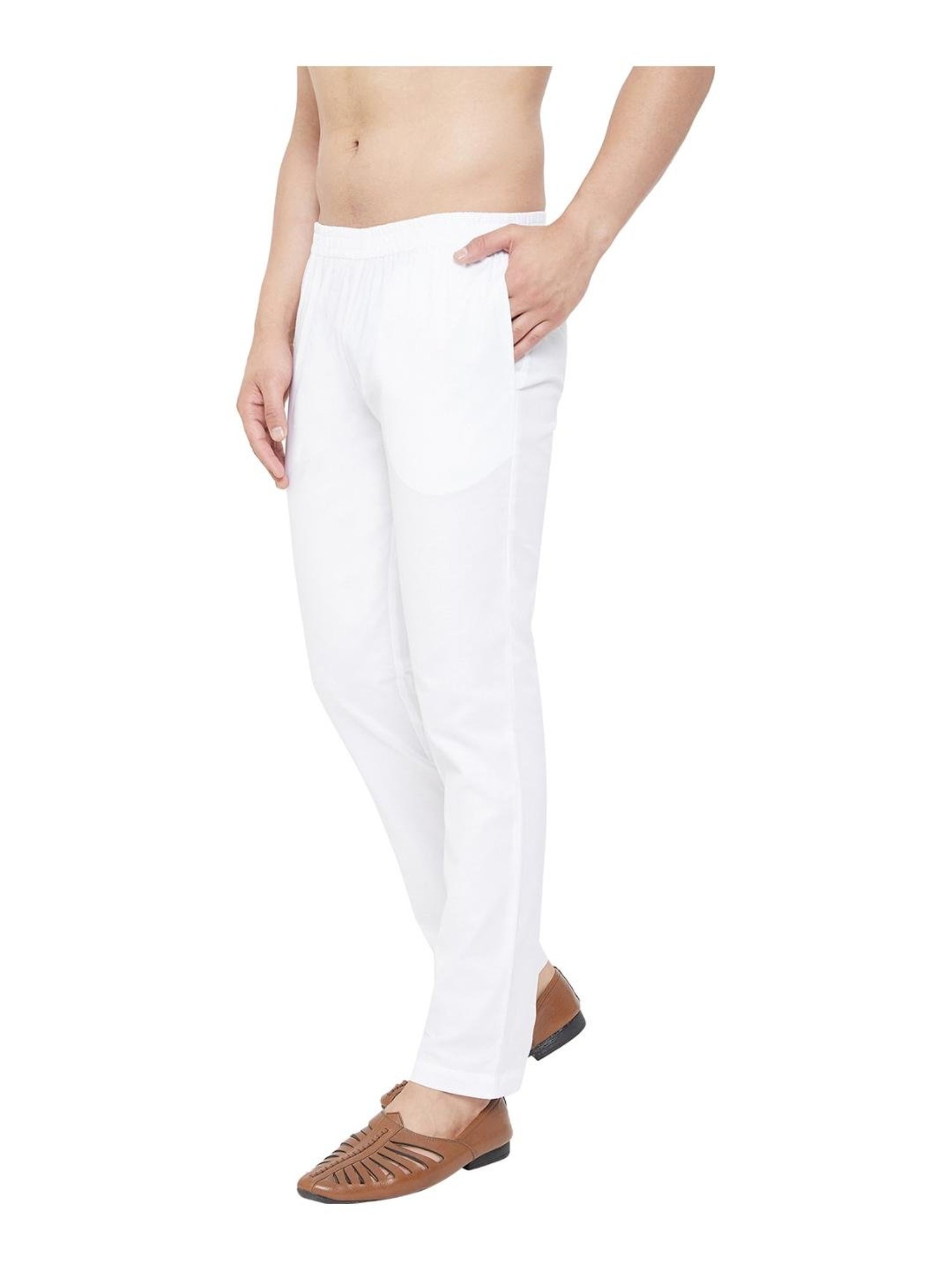 Buy Bright White Normal Fit Pant For Men