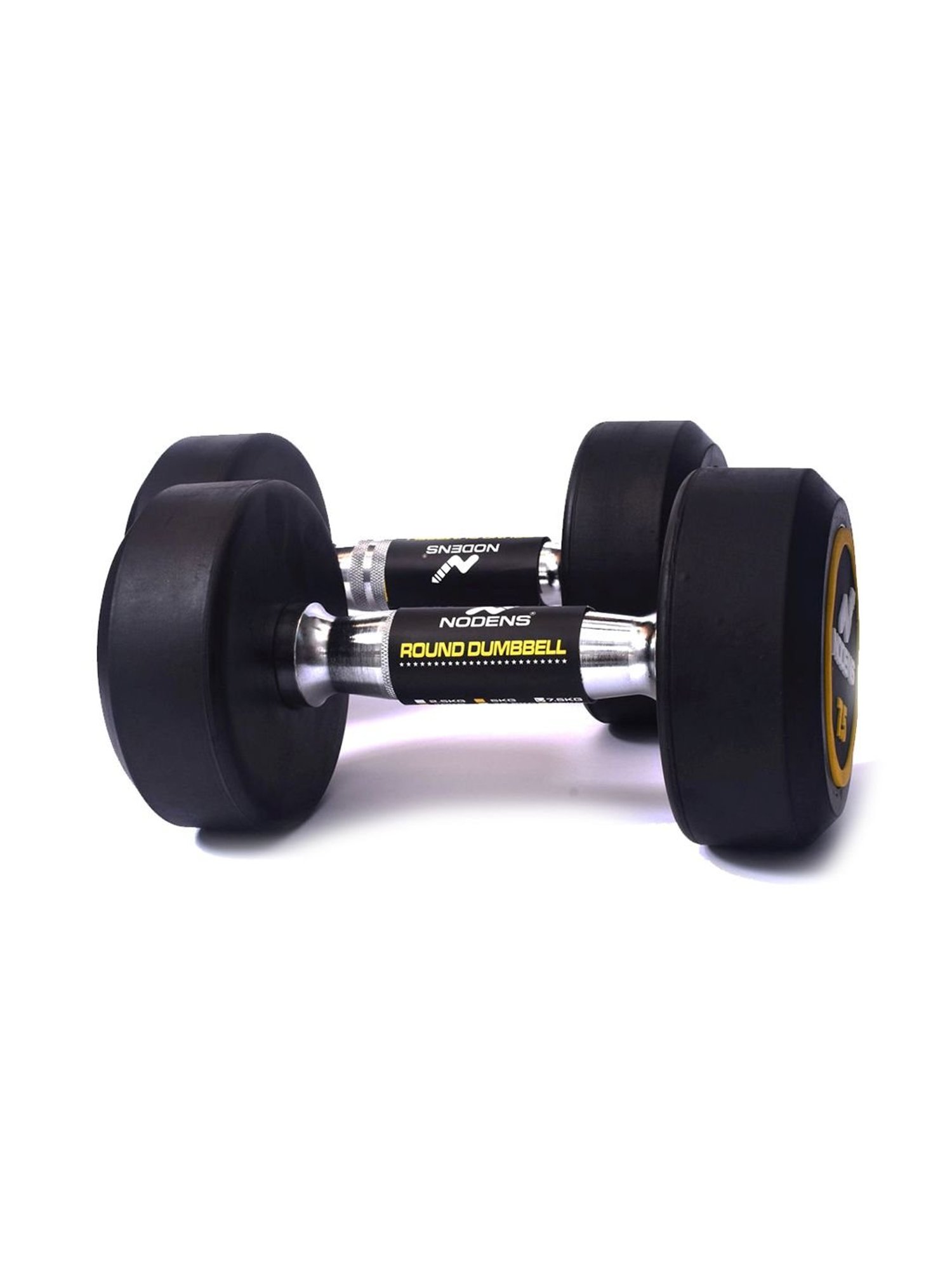 NODENS Black Rubber Coated Round Dumbbells 10 kg