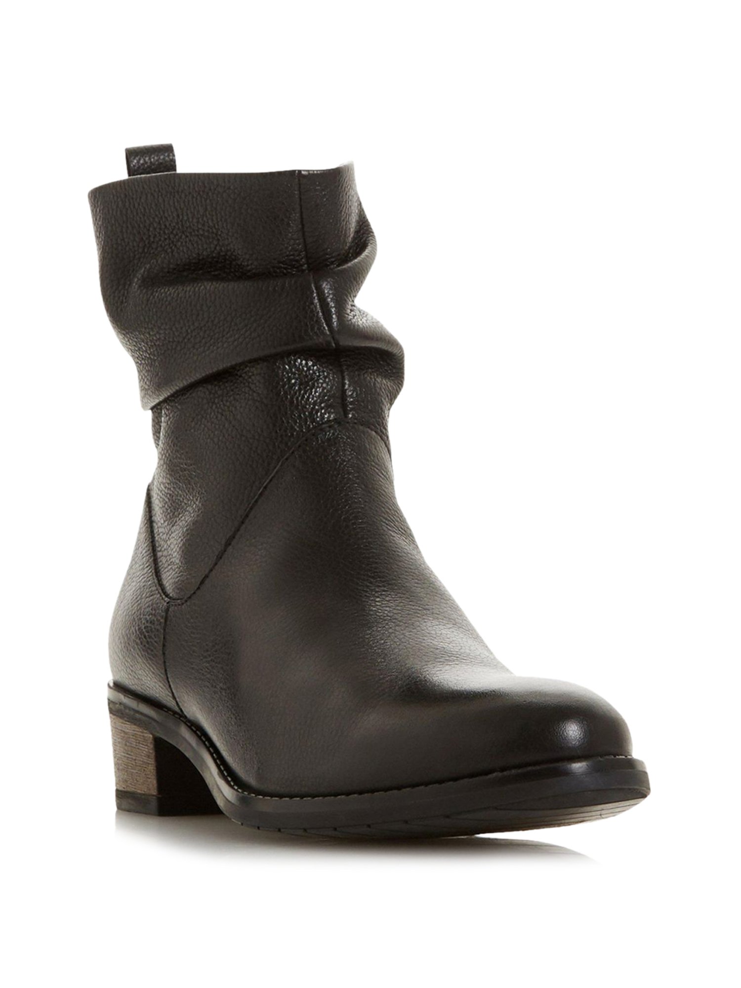 dune risky black leather buckle ankle boot