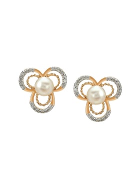 Mia by Tanishq Floral 14 kt Gold & 0.135 ct Diamond Earrings