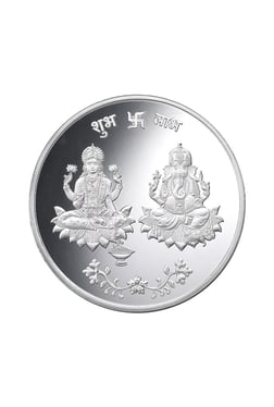 Silver Coins Online At Best Price In India Taraash Lakshmi Ganesha 999 10 Gm Silver Coin