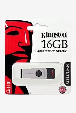 Kingston DTSWIVL USB 3.0 16GB DataTraveler SWIVL Memory Stick Drive (Grey/Black)