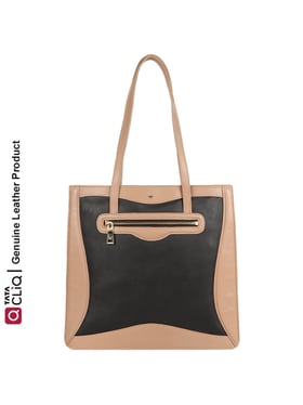 Hidesign Kalki Black & Tan Color Block Medium Tote Handbag