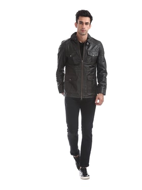 Buy JACK AND JONES Brown Solid Leather Regular Fit Men's Casual Jacket |  Shoppers Stop