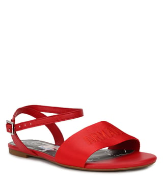 Buy Armani Exchange Moulin Rouge Red Logo Flat Sandals for Women Online @  Tata CLiQ Luxury