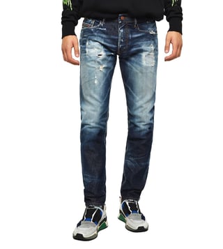 Diesel Thommer Pantaloni Slim Fit Light Blue Wash Distressed Denim Jeans