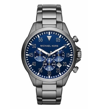 Michael Kors Slim Runway Steel 42 mm Blue Dial Mens Quartz Watch MK4390   Chronostore