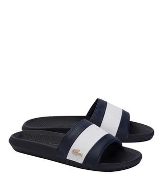 Buy Lacoste Navy Croco Metallic Synthetic Slides for Men Online