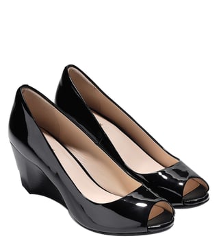 Buy Cole Haan Black Sadie Open Toe 65 mm Peeptoe Wedges for Women