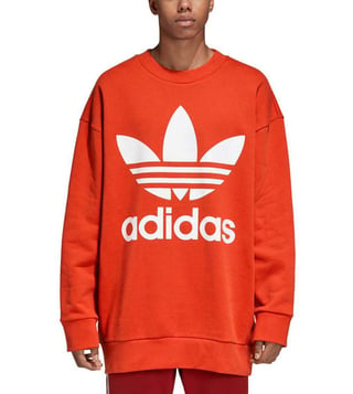 Buy Adidas Originals Orange Logo Regular Fit Trefoil Over Crew Sweatshirt Online Tata CLiQ Luxury