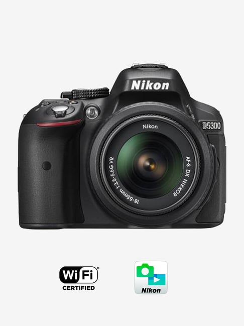 Nikon D5300 AF P 18 55 mm VR Lens DSLR Camera 16 GB Card + Camera Bag Black