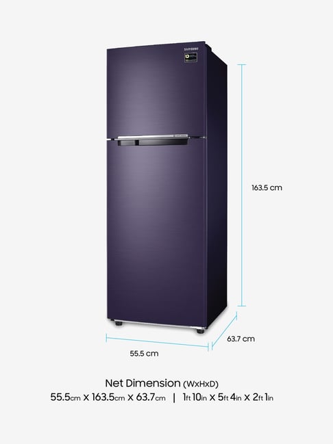 Samsung 275l Inverter 3 Star 2019 Frost Free Double Door Refrigerator Pebble Blue Rt30m3043ut Hl