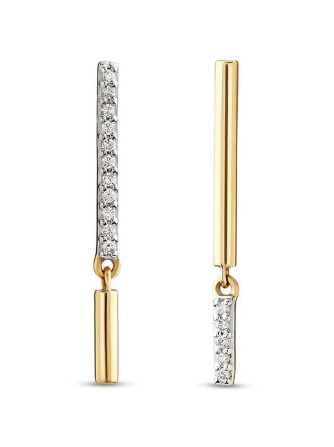 Mia by Tanishq Cylindrical 14 kt Gold & 0.066 ct Diamond Earrings