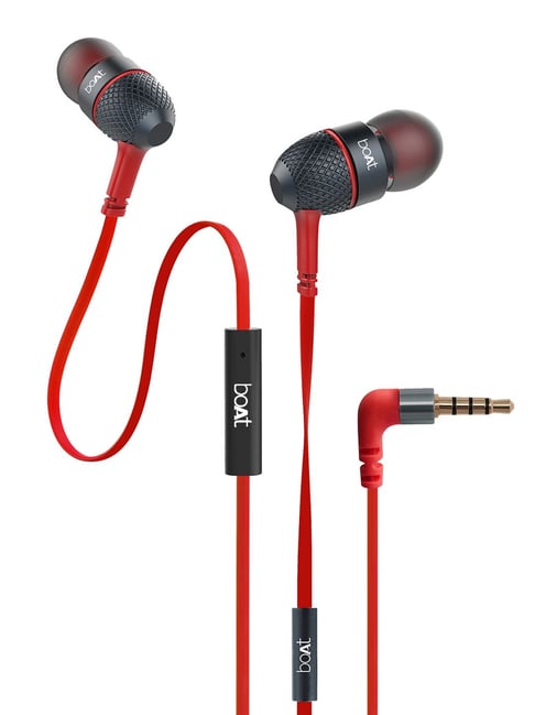 boAt BassHeads 220 T Wired Earphones with Super Extra Bass, Tangle-free Cable & Metal Finish (Red)