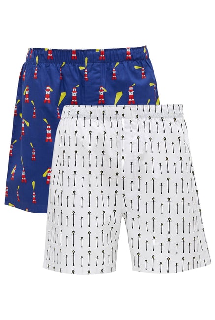 XYXX Royal Blue & White Slim Fit Boxers (Pack of 2)-picture-12