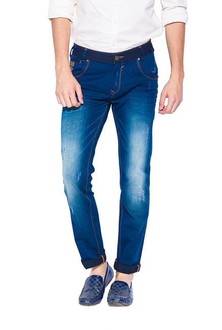 royal blue distressed jeans