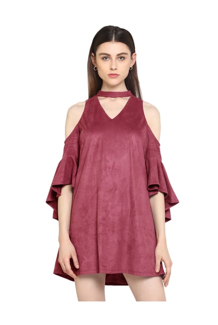 maroon silk dress above the knee