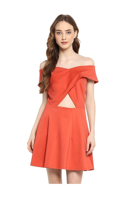 Kazo Orange Regular Fit Above Knee Dress Price in India