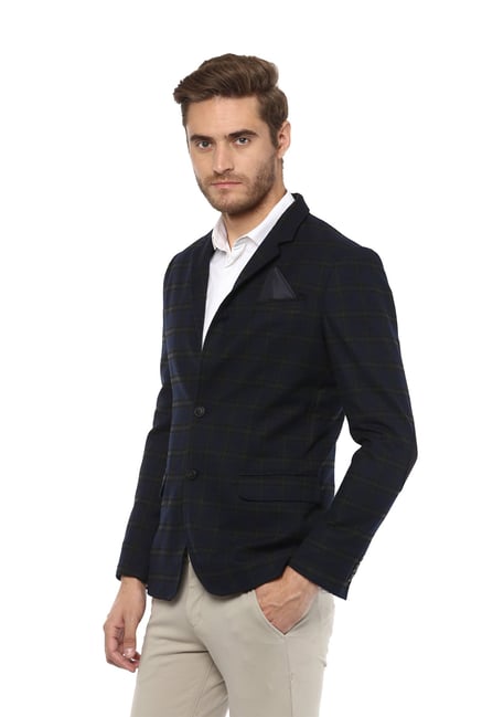 Mufti Navy Slim Fit Checks Blazer